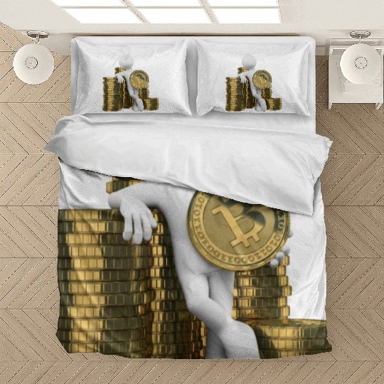 3D White People Bitcoin Bedding Sets