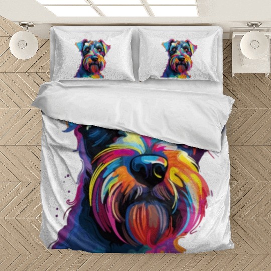 Watercolor Colorful Miniature Schnauzer Bedding Sets