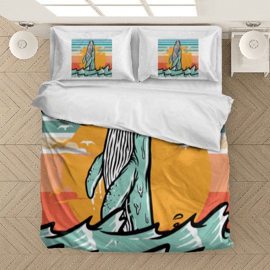Whales Save The Whales Vintage Whale Watching Ocea Bedding Sets