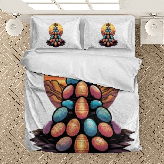 Christian Easter Day Cross Easter Egg Hunt Bedding Sets