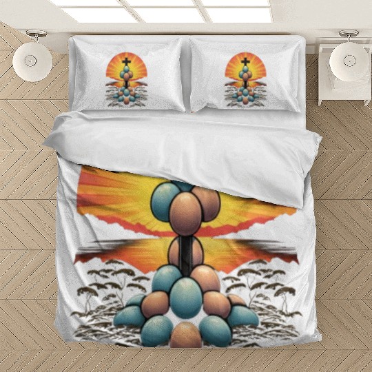 Christian Easter Day Cross Easter Egg Hunt Bedding Sets