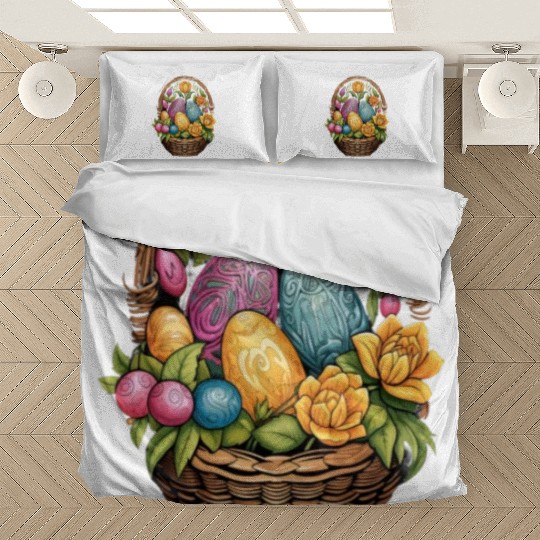 Easter Day Easter Egg Basket Mandala Art Egg Hunt Bedding Sets