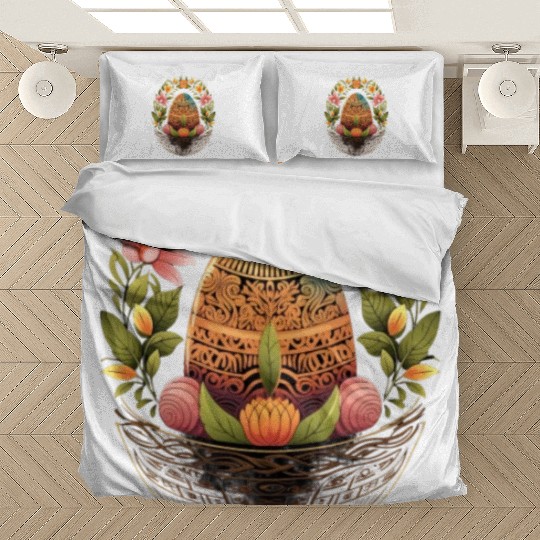 Easter Day Easter Egg Basket Mandala Art Egg Hunt Bedding Sets