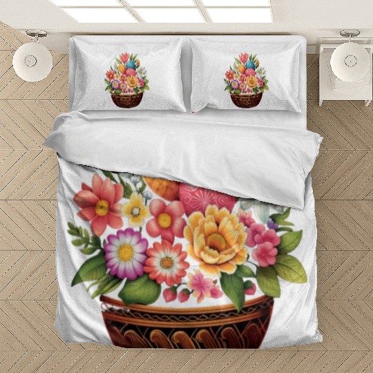 Easter Day Easter Egg Basket Spring Flowers Bedding Sets