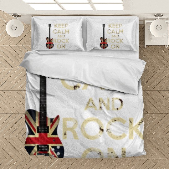 Keep Calm and Rock On Union Jack Guitar Bedding Sets