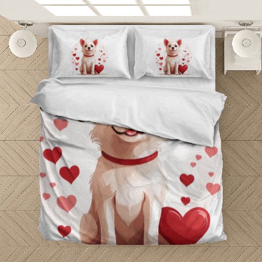 Dog love heart valentine day motif Bedding Sets