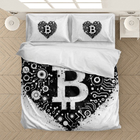 Bitcoin symbol crypto coins heart love 2 Bedding Sets