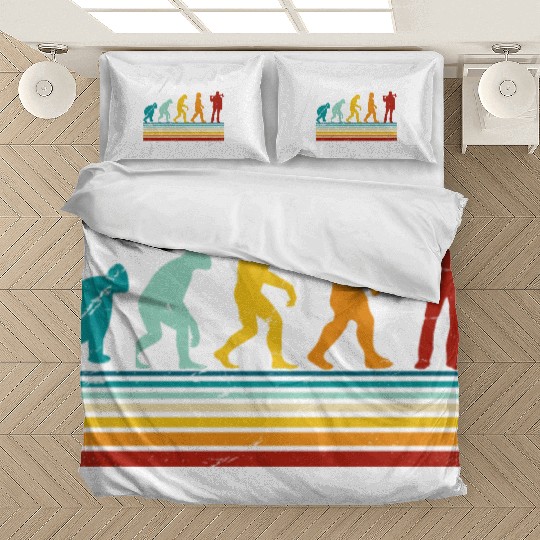 Retro Lumberjack Evolution - From Monkey to Human Bedding Sets