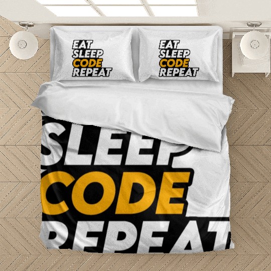 Eat Sleep Code Repeat - Funny developer meme Bedding Sets