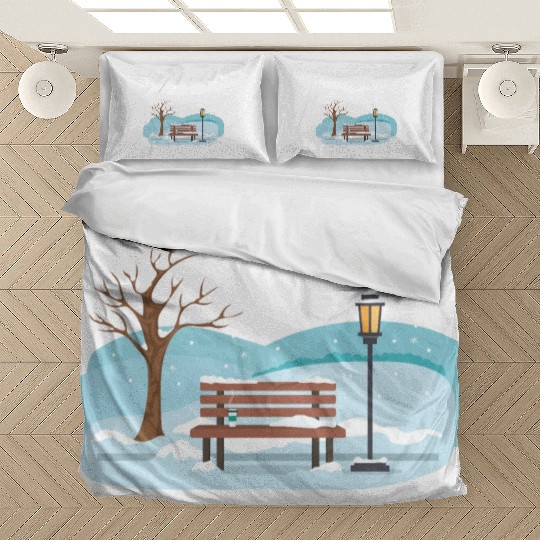 Winter tree scene with spotlight Bedding Sets