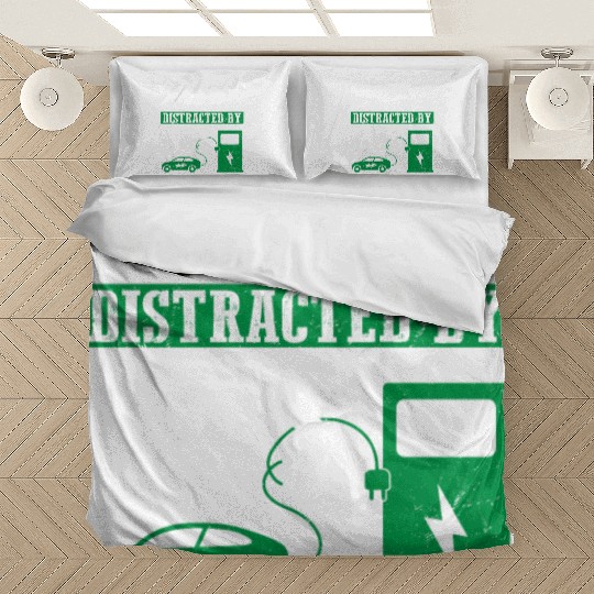 Easily Distracted By EV's Electric Car EV Driver Bedding Sets
