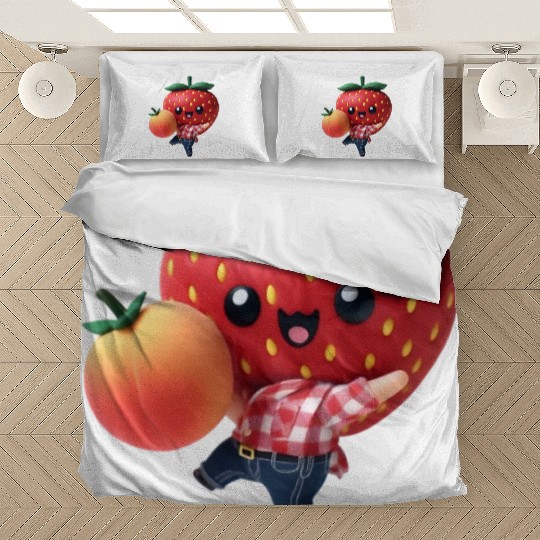 Dancing strawberry with peach Bedding Sets