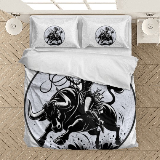 Cowgirl Lasso Riding Silhouette Bedding Sets