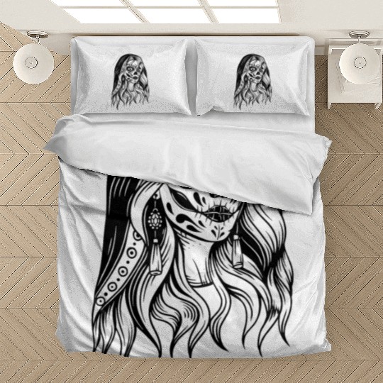 Vintage Halloween Girl Face Art Bedding Sets