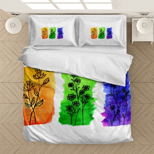 Yellow Green Blue Flowers Bedding Sets
