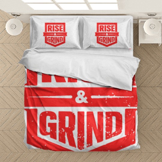Rise and Grind Gym Typography Design Bedding Sets