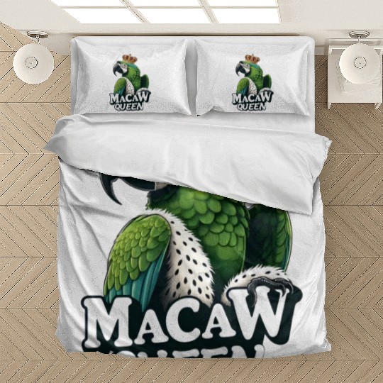 Green Macaw Ornithologist Macaw Queen Bedding Sets