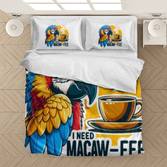Blue Gold Macaw Macaw-Fee Coffee Lover Bedding Sets