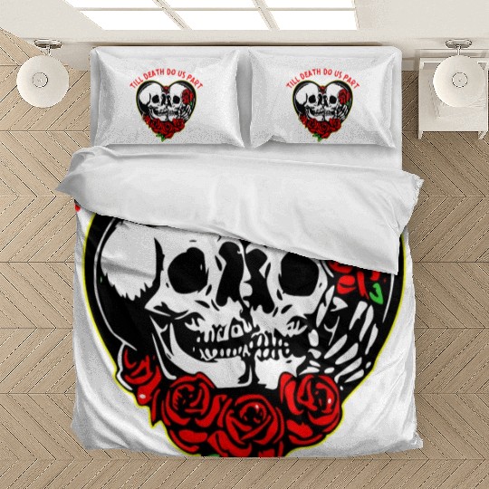 Heart Skulls Till Death Do Us Part © WhiteTigerLLC Bedding Sets