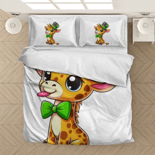 St. Patrick's Day Giraffe: Cute Kawaii Style Bedding Sets