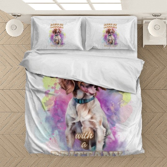 Surrealism Starry Night Brittany Spaniel Dog Bedding Sets