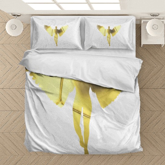golden angel in a bright golden color Bedding Sets