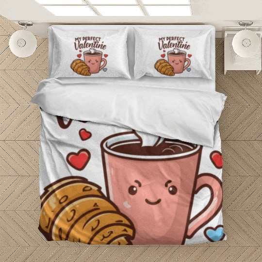 Coffee and Croissant | My Perfect Valentine Bedding Sets