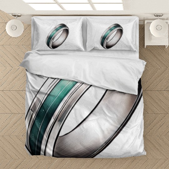 Silver Ring With Green Inlay Jewelry Bedding Sets