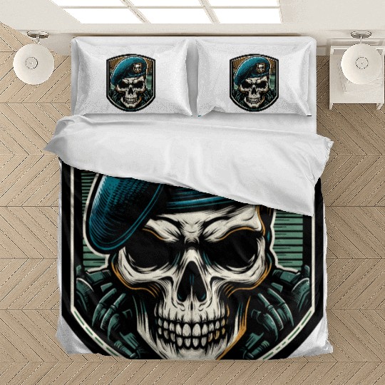 Beret Skull Military Emblem Bedding Sets