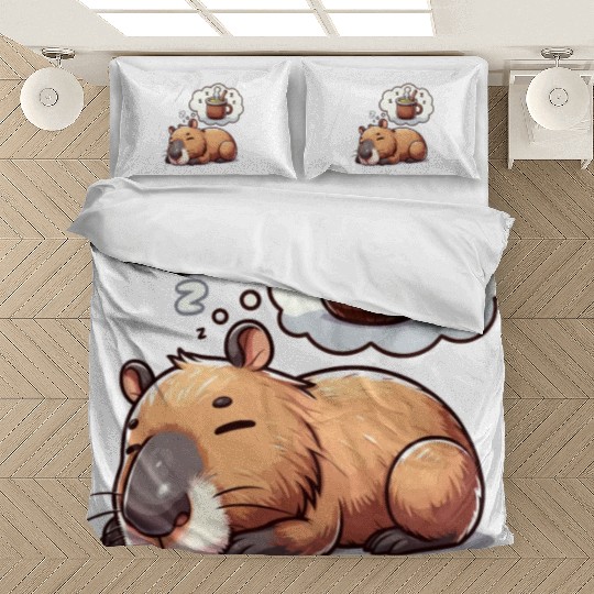 Sweet Capybara Dreaming of Yerba Mate Bedding Sets