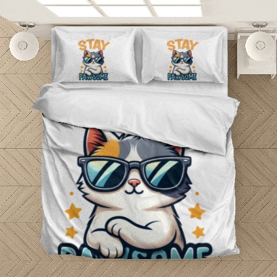 Stay Pawsome Cat for a Cat owner cat lover Bedding Sets