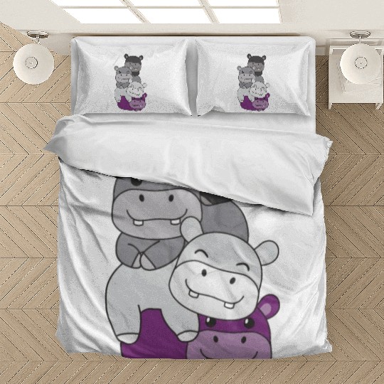 Asexual Flag Pride Lgbtq Cute Hippo Bunch Bedding Sets