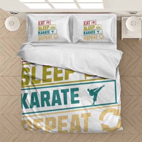 Eat sleep karate repeat hobby Bedding Sets