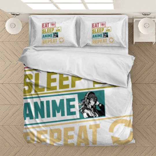 Eat sleep anime repeat hobby Bedding Sets