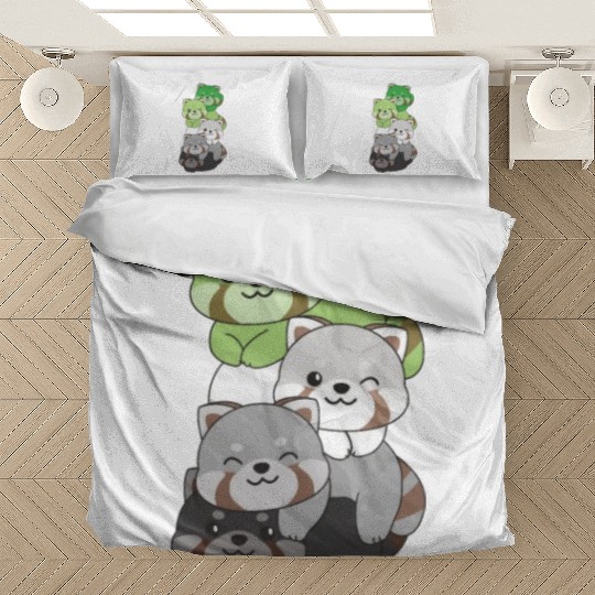 Aromantic Flag Pride Lgbtq Cute Red Panda Pile Bedding Sets