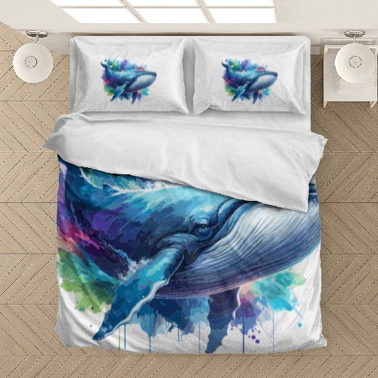 Blue Whale Colourful background Bedding Sets