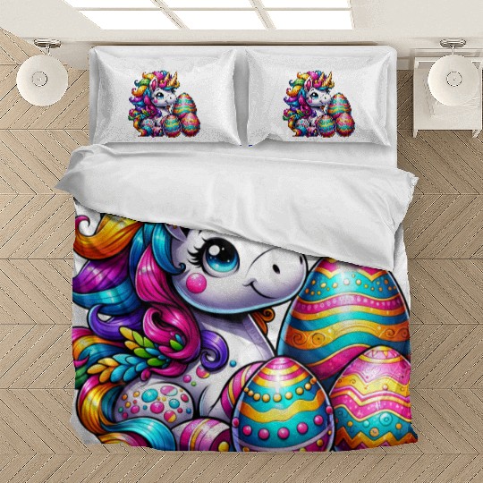 Easter Unicorn & Colorful Eggs Bedding Sets