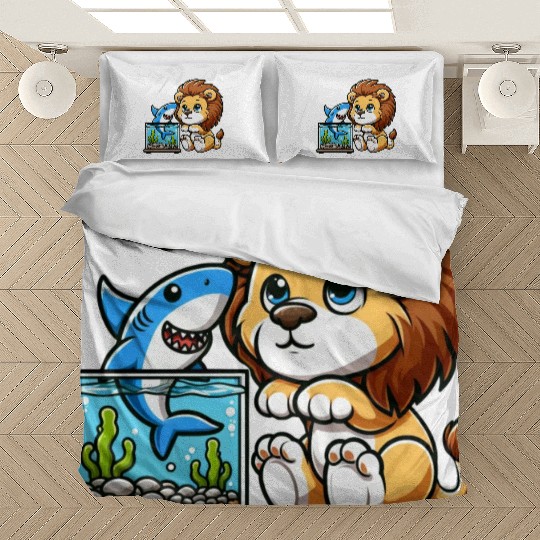 Lion in Aquarium: Fish & Shark Bedding Sets