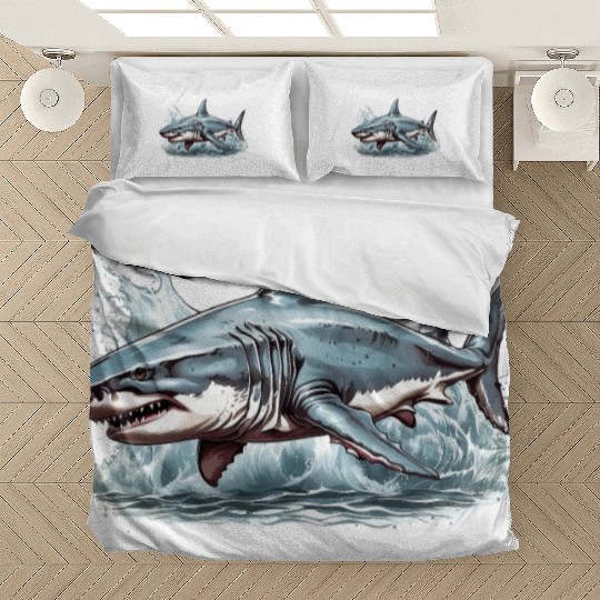 Angry great white shark Bedding Sets