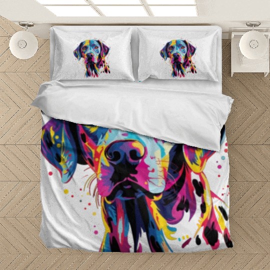 Watercolor Colorful Dalmatian Bedding Sets