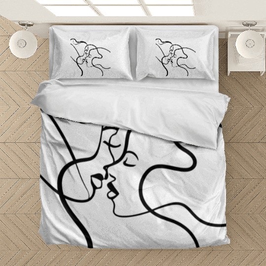 Lesbian Couple Line Art Bedding Sets
