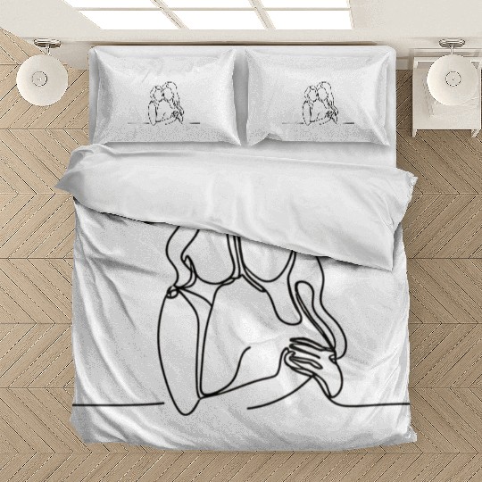 Line Art Lesbian Couple Bedding Sets