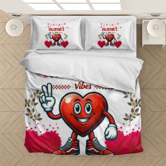 Valentine’s Day Embrace Animated Heart Characters Bedding Sets