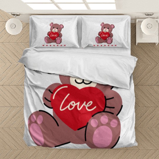 Happy Valentines Day Cute Bear Collections Bedding Sets