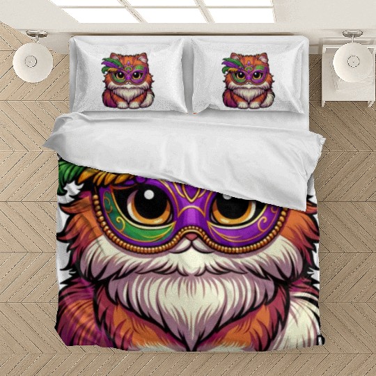 Mardi Gras Persian Cat, Dressed-up Cat Bedding Sets