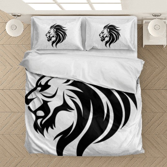 Angry Lion Head Tattoo Style Waving Mane Bedding Sets