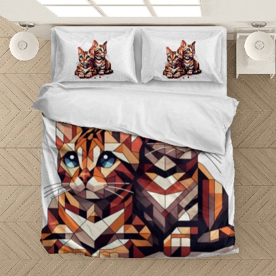 Bengal Kittens Geometric Shape Bedding Sets