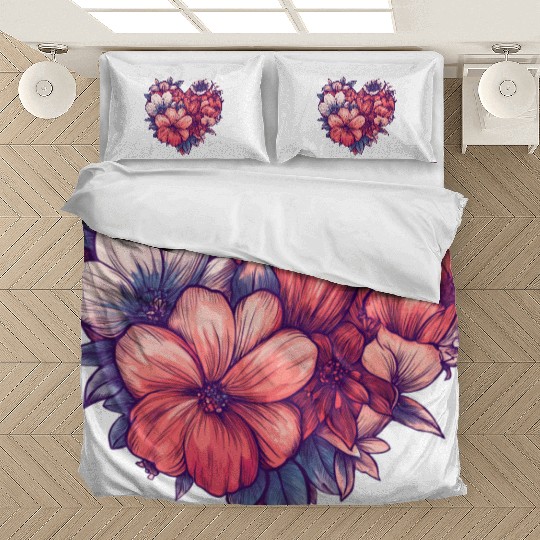 Blooming Floral Heart Bedding Sets