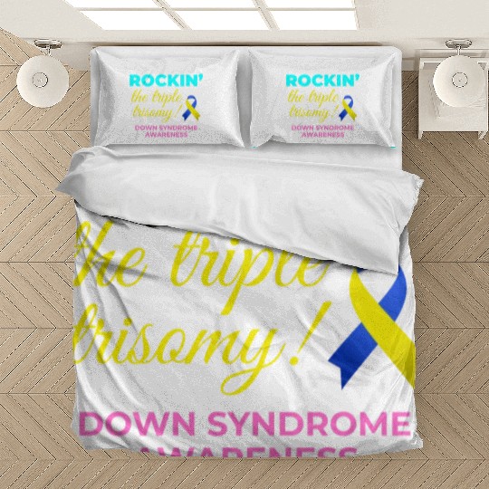 Down Syndrome Awareness Triple Trisomy Rock Bedding Sets
