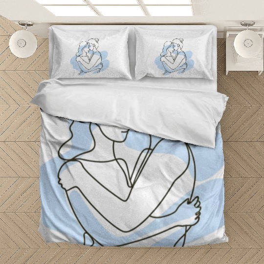 Abstract Line Art Lesbian Couple Bedding Sets